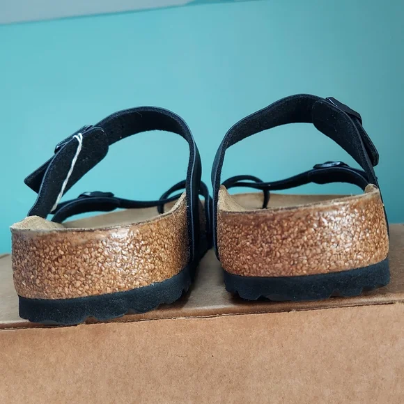 Birkenstock Black Leather Sandals Women Size 11 (EU 42) Or Men's Size 9 NWT - Picture 12 of 16